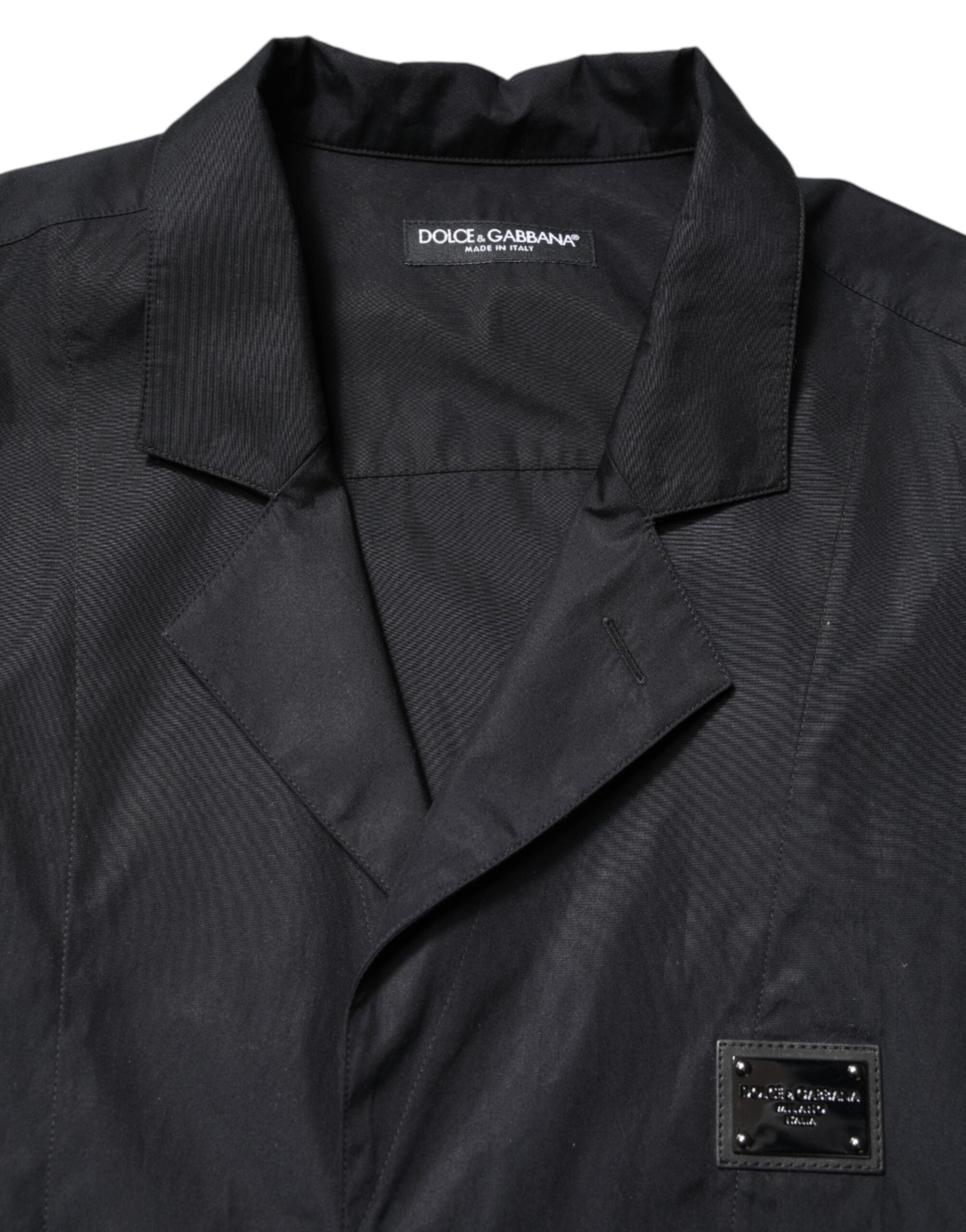 Dolce & Gabbana Schwarzes Hemd mit kurzen Ärmeln und Knopfleiste